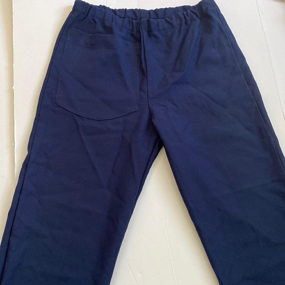 2 Pair Bundle Navy Scrub Pants Stretch Pull-On Large Pocket Utility Large - Picture 3 of 6